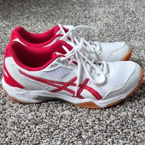 ASICS Women's White and Red Athletic Sneakers